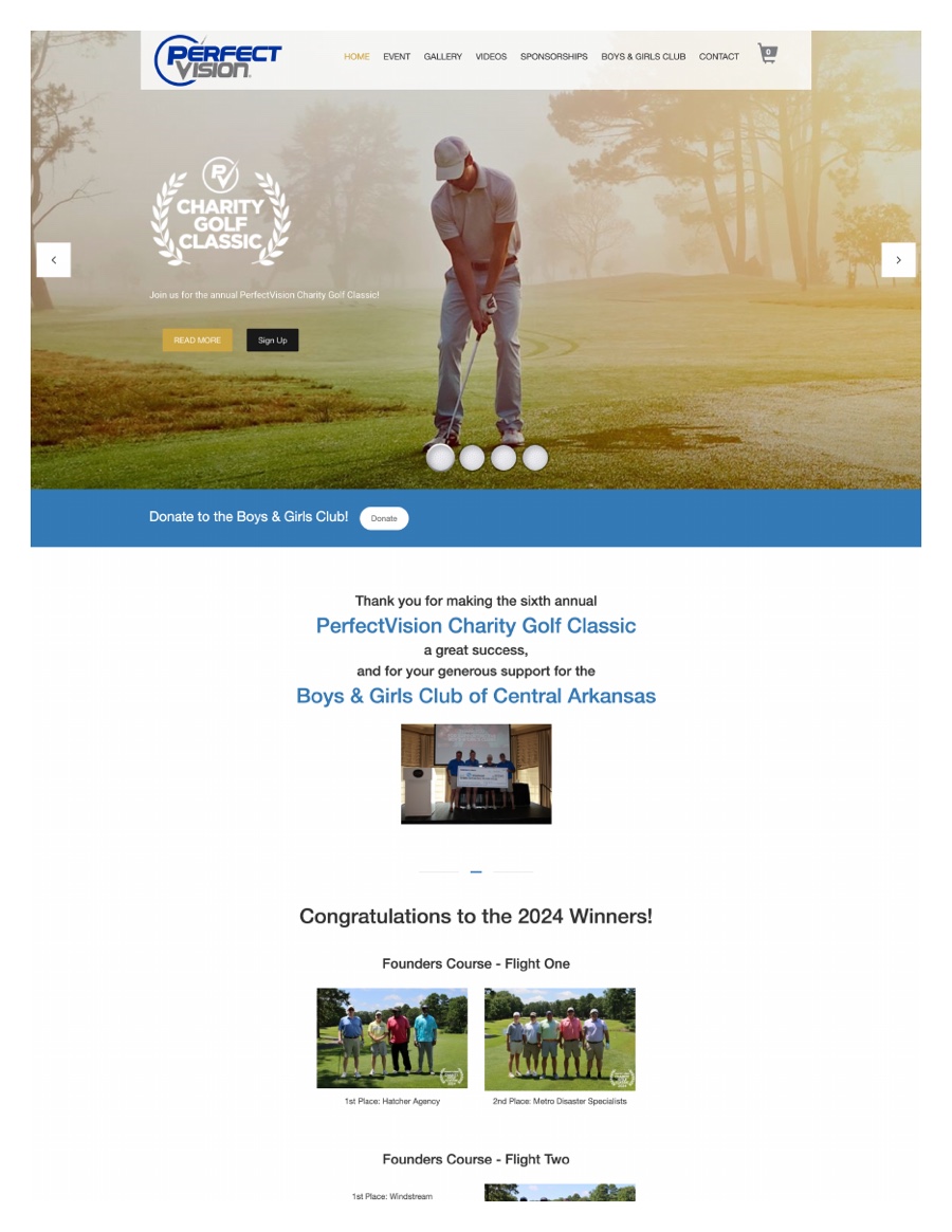 The previous PerfectVision Charity Golf Classic homepage